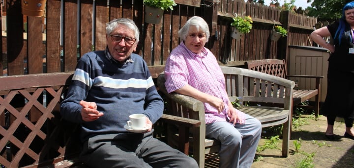 David and Jen love sitting outside in the warm weather