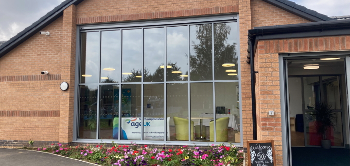 Our banner in the new Atrium at Wootton Community Centre