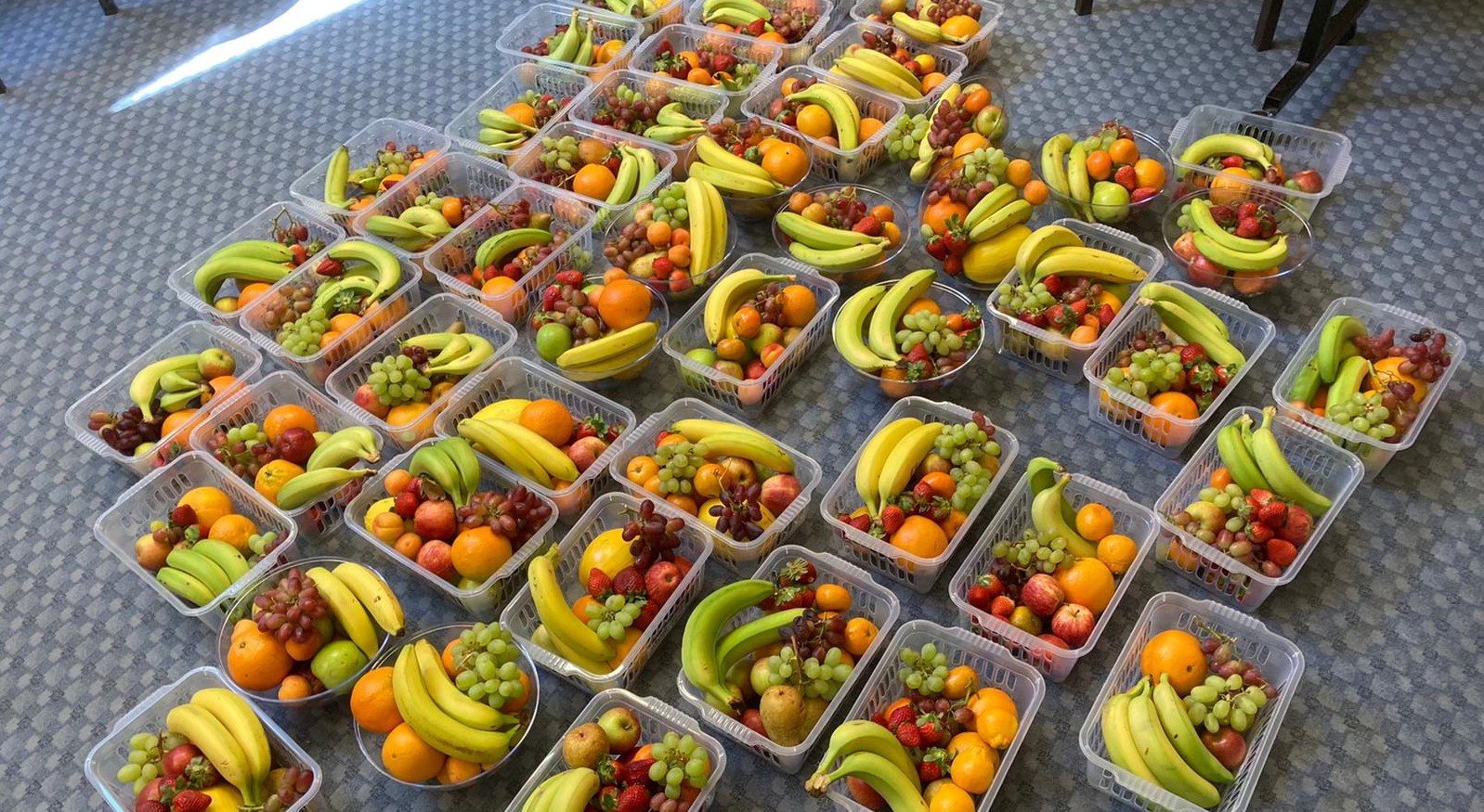 Many baskets of fruit