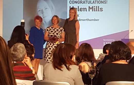 Helen Mills, CEO of Age UK Northumberland, accepting her award at the Forward Ladies event