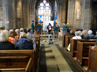 The Big Walk 2017 - pipers at the Minster