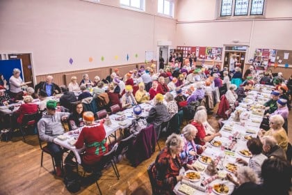 Guests enjoying their christmas meal