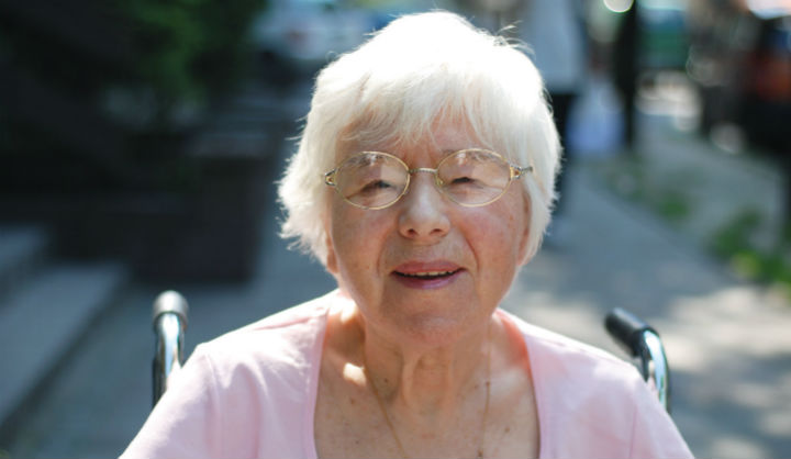 Woman in wheelchair using Age UK Sheppey's equipment hire