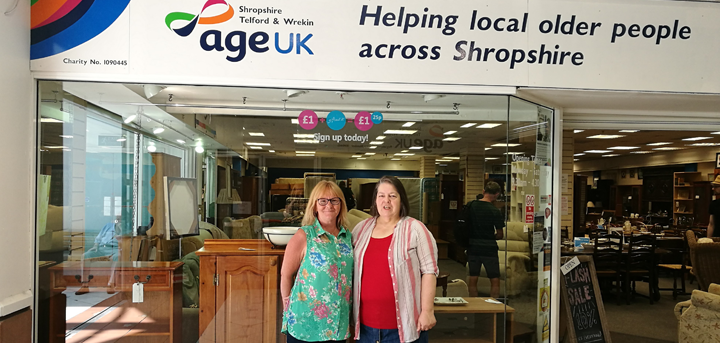 Charity shop volunteers Janet Taylor and Julie Armstrong 