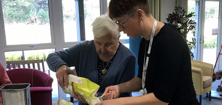 Emma Wilde and Dilys making bread