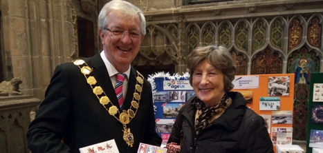 Mayor Phil Gillam at the Shrewsbury Charity Christmas Card Shop
