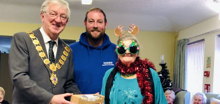 Mayor Gillam with Dave Jenkins and a Reabrook day centre member
