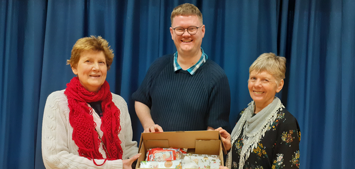 Pam (day centre member), Tim Walsh and Marilyn Davies