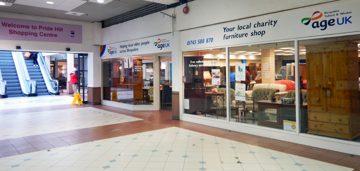 Age UK Shropshire Telford & Wrekin's charity furniture shop in Shrewsbury