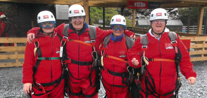 Zip wire fundraisers: Christine Powell, Carol Morgan, Jeanette Morgan and Sharen Jones.