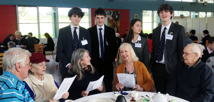 Pupils and older people at last year's tea party