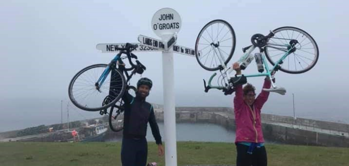 Dean Suter and Emma Wilde at John O'Groats