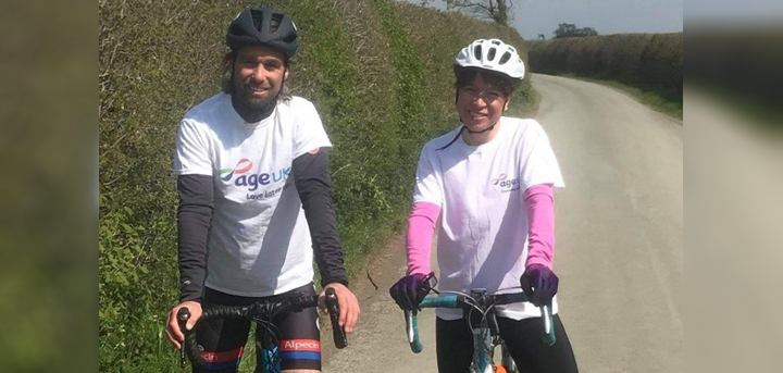 Dean Suter and Emma Wilde training for their cycle ride from Land’s End to John O’Groats