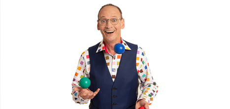 Comedian Steve Royle juggling