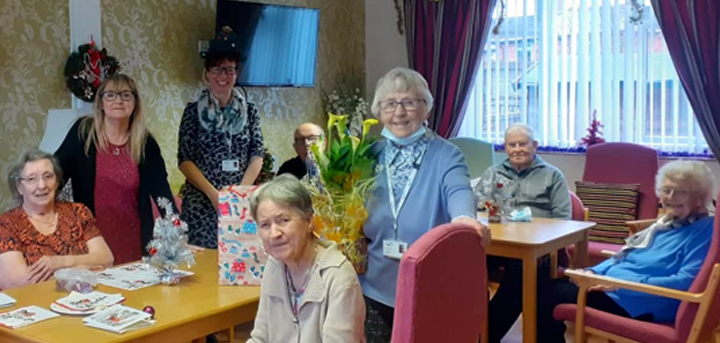 Members of Newport day centre with retiring organiser Joan Bird