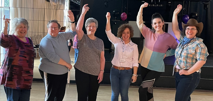 Women at Age UK Shropshire Telford & Wrekin's line dancing class