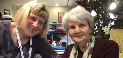 Age UK Shropshire Telford & Wrekin's Lisa Nutting with a member of our dementia respite group