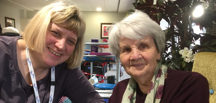 Age UK Shropshire Telford & Wrekin's Lisa Nutting with a member of our dementia respite group