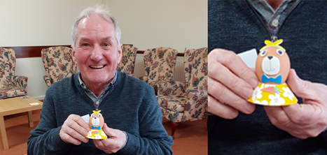 Dementia support group member with his decorated egg