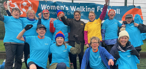 Age UK Shropshire Telford & Wrekin’s Women's Walking Football Club wearing their new kit