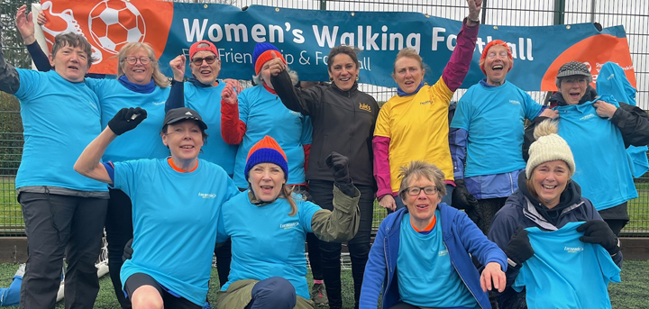Age UK Shropshire Telford & Wrekin’s Women's Walking Football Club wearing their new kit