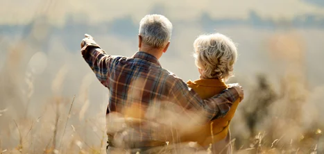 Older couple outside in the sunshine
