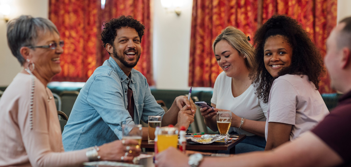 Group of people in a pub