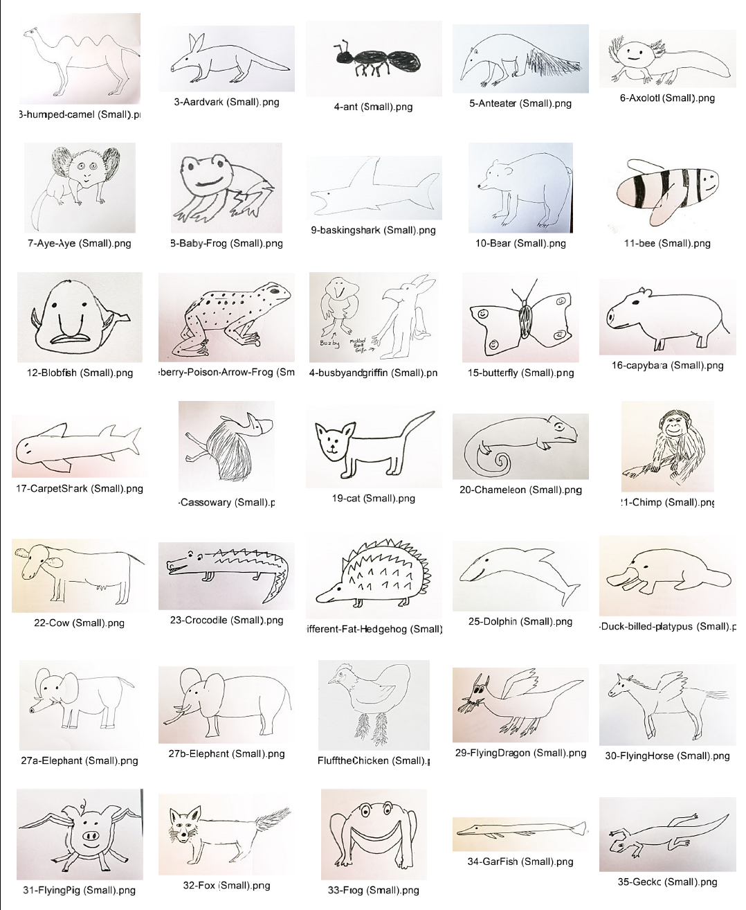 Gallery of 100 badly drawn animals