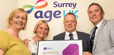 Surrey Masons present Age UK Surrey cheque
