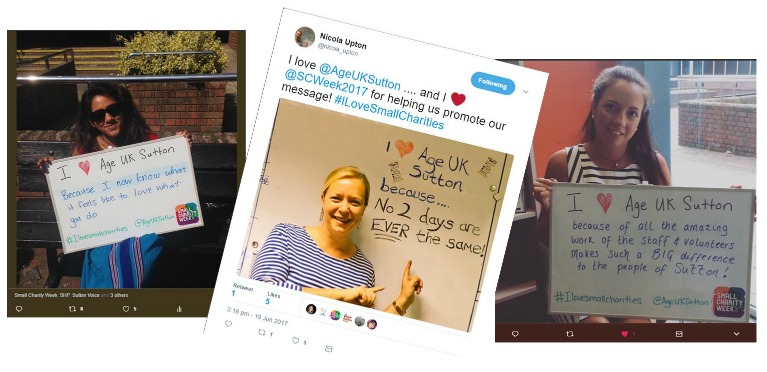 Small Charity Week twitter post collage 