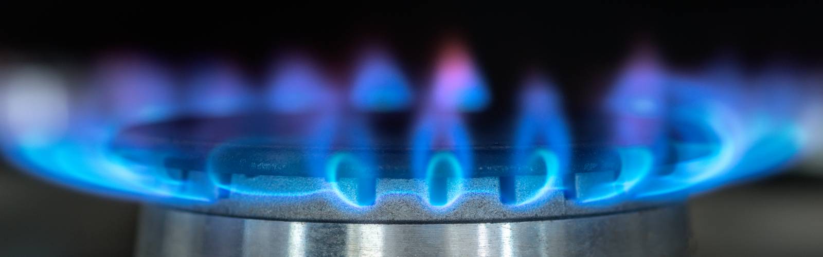 A gas flame on a hob