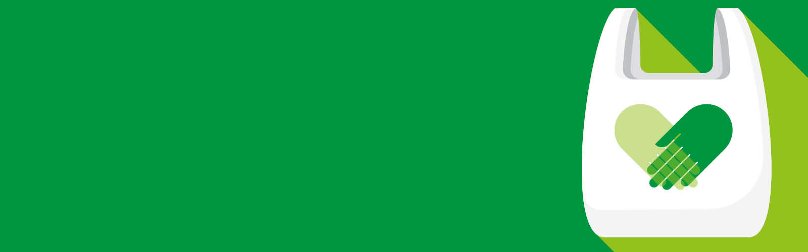 A graphic of a bag of charity shops donations, on a green background