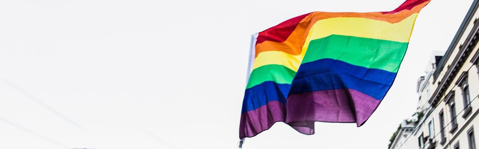 A rainbow flagging flying