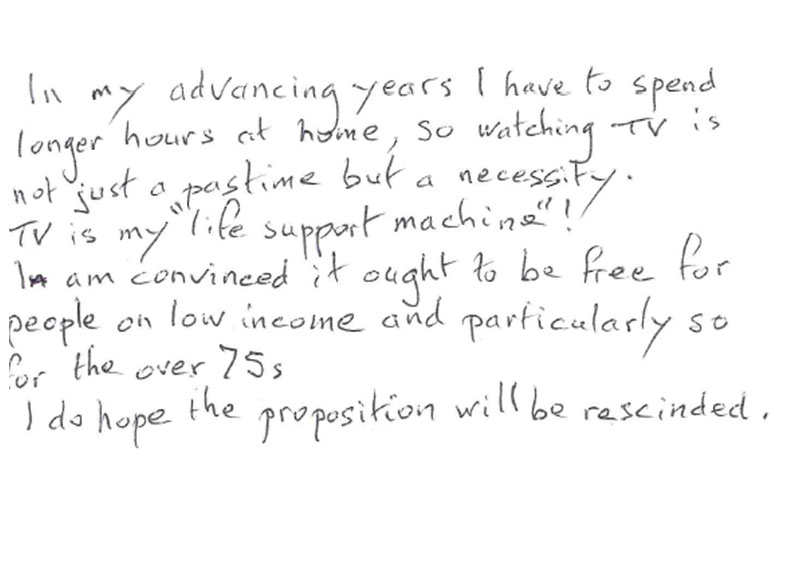 A handwritten consultation response