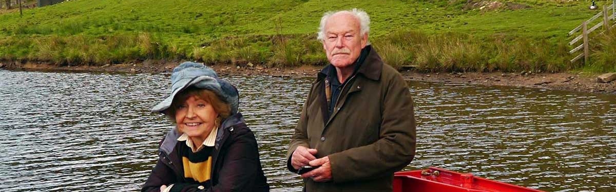 Actors Timothy West and Prunella Scales on a canal