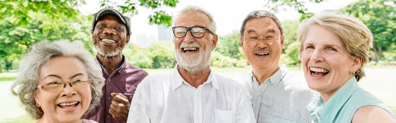 A group of older people, smiling