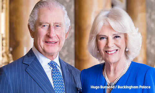 An official photo of King Charles III and Camilla, Queen Consort