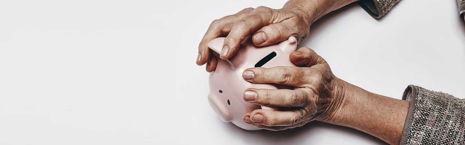 Hands holding a piggy bank