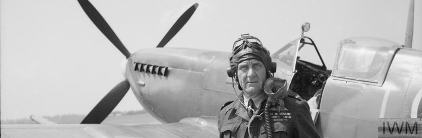 RAF officer standing by his spitfire