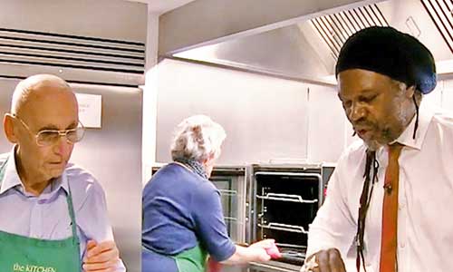 Celebrity chef Levi Roots teaching an Age UK cookery class